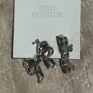 silver bow hoop earrings urban outfitters